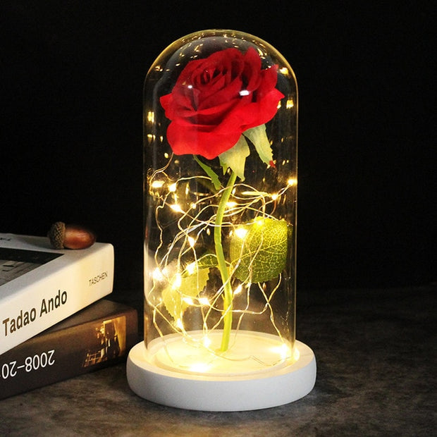 LED Enchanted Galaxy Rose With Fairy String Lights