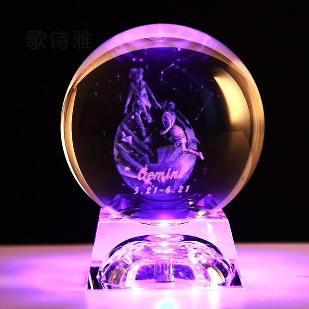 Clear 3D Zodiac Sign Star Crystal Ball