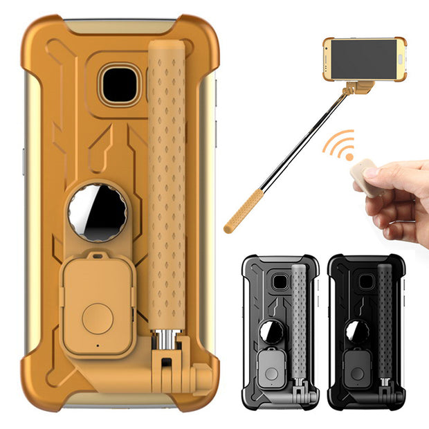 Mirror Foldable Stand Rotating Selfie Stick Case