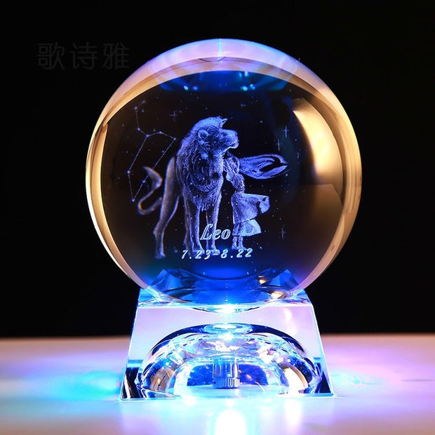 Clear 3D Zodiac Sign Star Crystal Ball