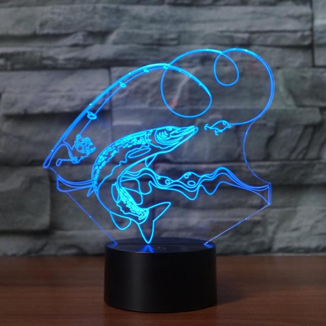 Added Creative Fishing 3D Lamp USB led night light