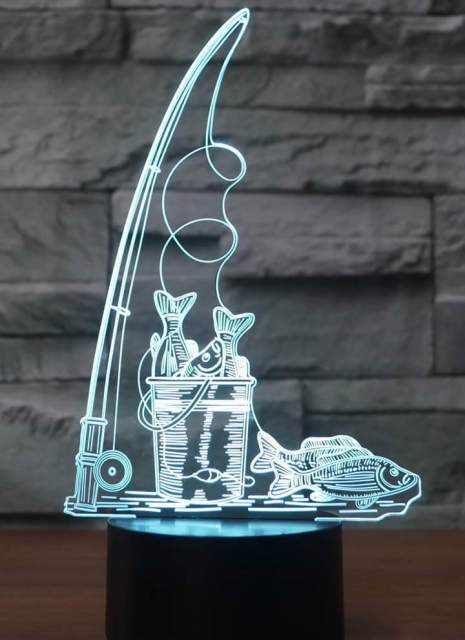 Added Creative Fishing 3D Lamp USB led night light