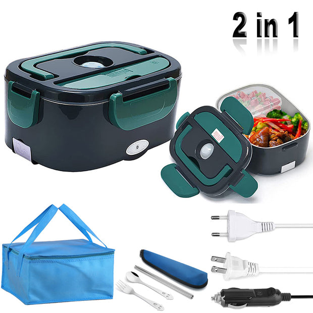 Portable Dual Use Stainless Steel Electric Lunch Box