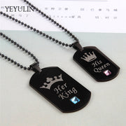 High-Grade Couple Necklaces Her King & His Queen Stainless Steel Tag Pendant Necklace