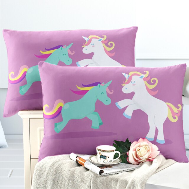 Added Colorful Cartoon Pillowcase | Unicorn Design