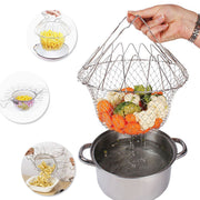 Stainless Steel Foldable Steam Rinse | Strain Fry Basket Strainer Net