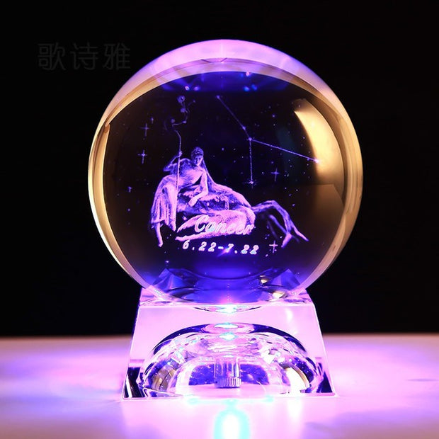 Clear 3D Zodiac Sign Star Crystal Ball