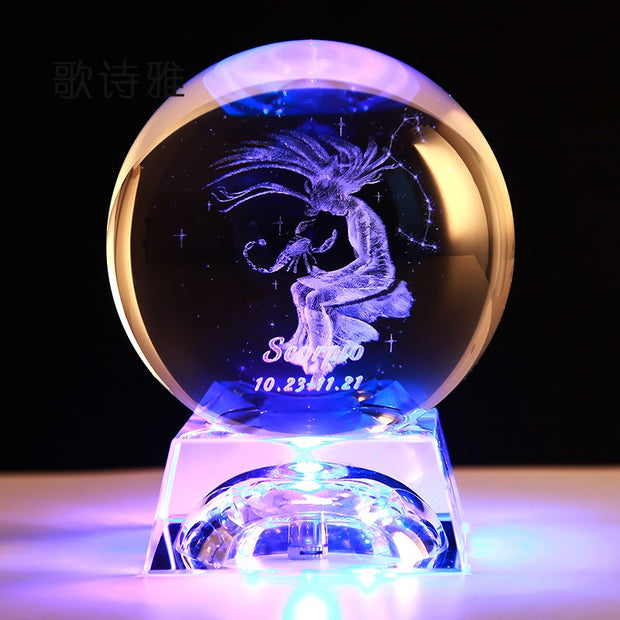 Clear 3D Zodiac Sign Star Crystal Ball