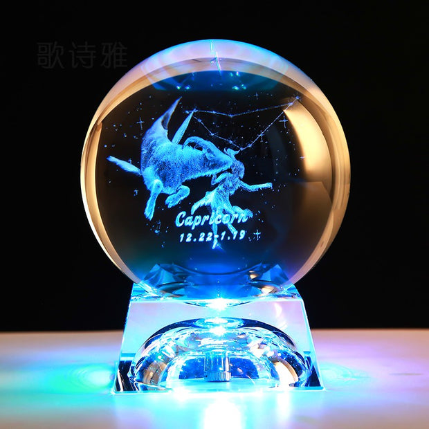 Clear 3D Zodiac Sign Star Crystal Ball