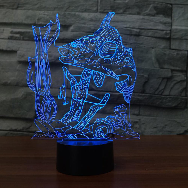 Added Creative Fishing 3D Lamp USB led night light