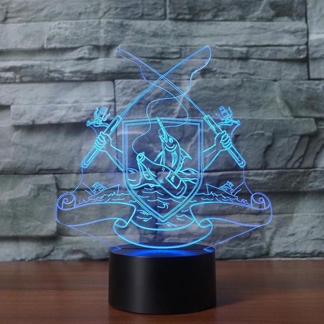 Added Creative Fishing 3D Lamp USB led night light