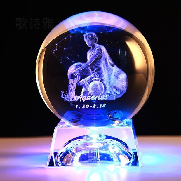 Clear 3D Zodiac Sign Star Crystal Ball