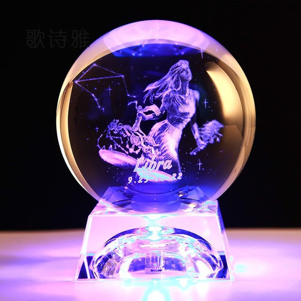 Clear 3D Zodiac Sign Star Crystal Ball