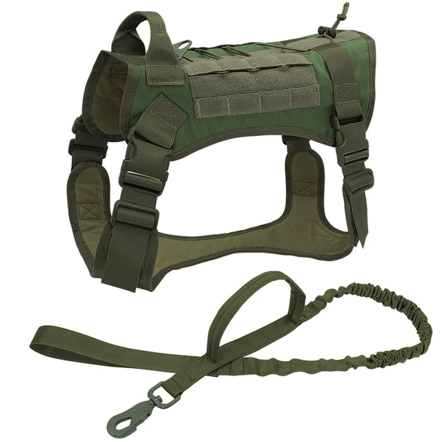 Added Military Tactical Dog Harness Leash with Handle
